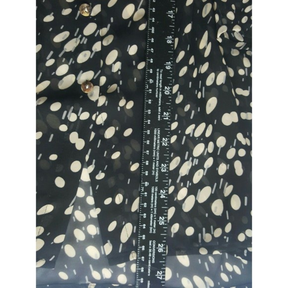Quintessential button Down Blouse Sheer Sz Small black cream 3/4 Sleeve - Picture 4 of 8